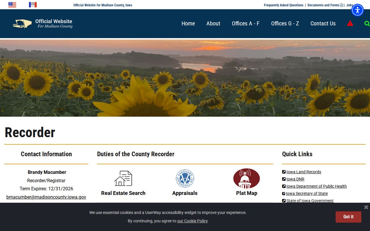 Madison County Recorder page for West Des Moines address history